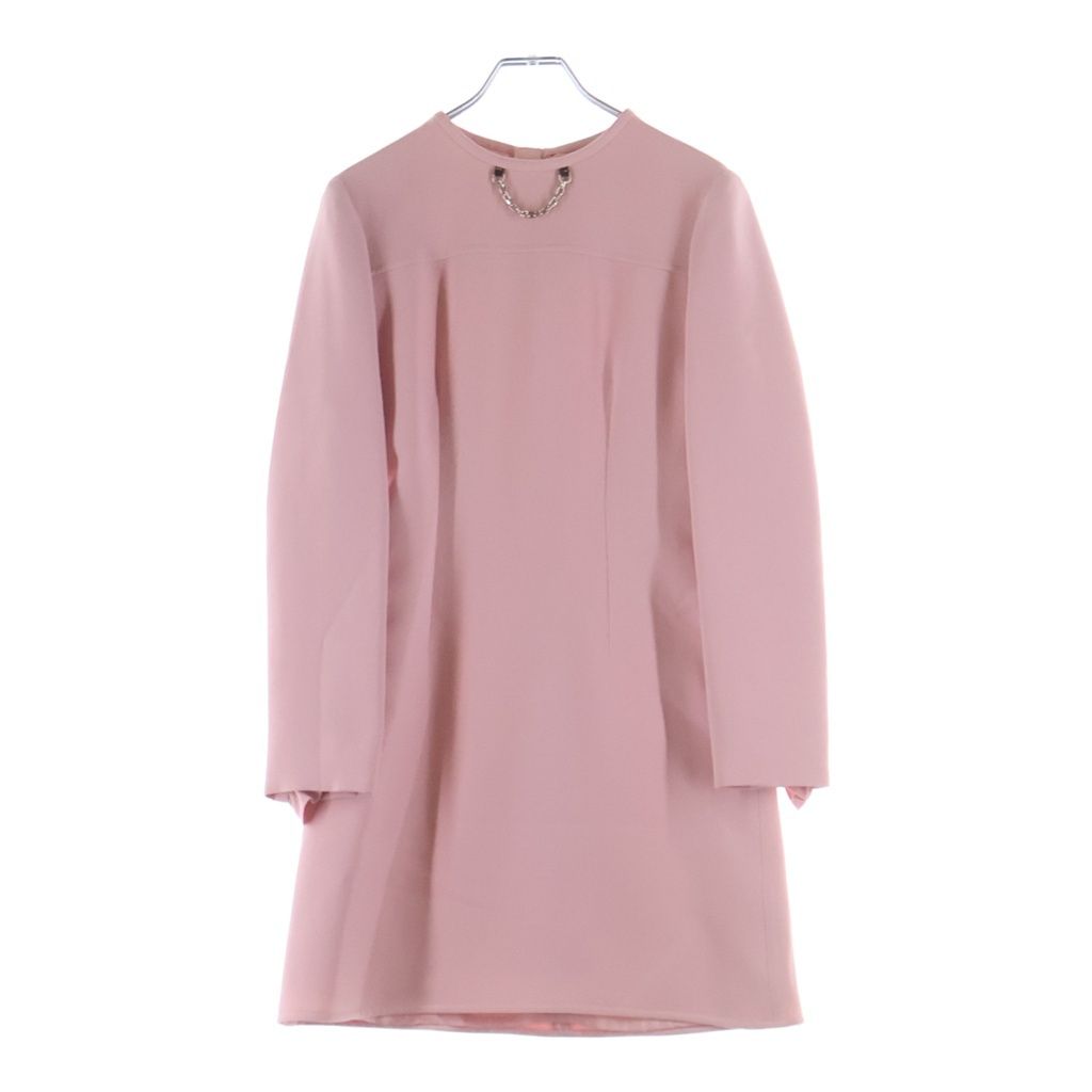 Louis Vuitton Knee Length Front Chain Long Sleeve Dress Pink 34