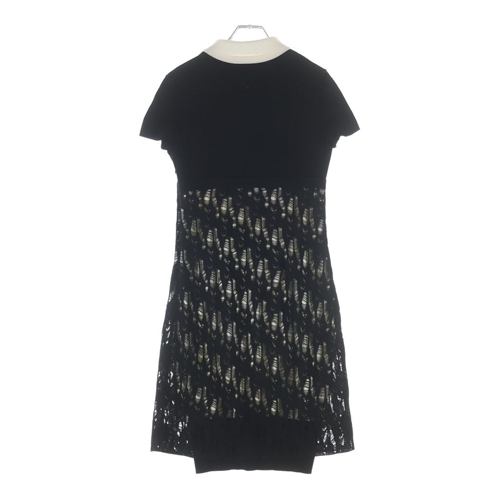 Chanel CC Logo Button Distressed Bicolor Rayon Blend Knit Short Sleeve Dress — view 2