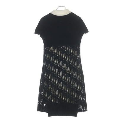 Chanel CC Logo Button Distressed Bicolor Rayon Blend Knit Short Sleeve Dress — view 2