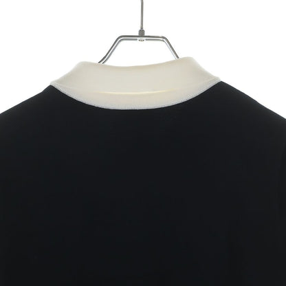 Chanel CC Logo Button Distressed Bicolor Rayon Blend Knit Short Sleeve Dress — view 4