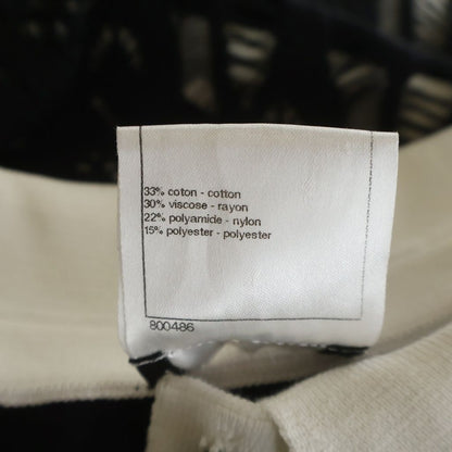 Chanel CC Logo Button Distressed Bicolor Rayon Blend Knit Short Sleeve Dress — view 8