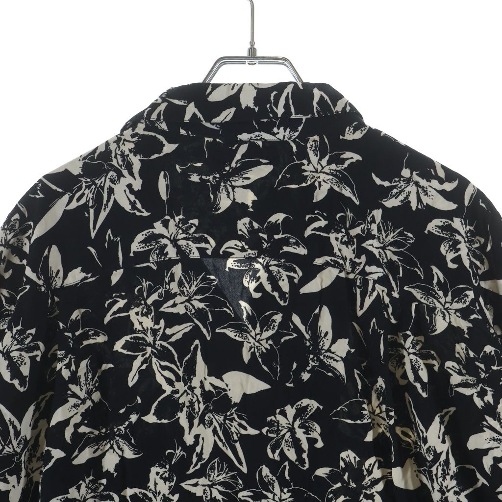 Celine Flower Allover Print Rayon Open Color Hawaiian Short Sleeve Shirt Black — view 4