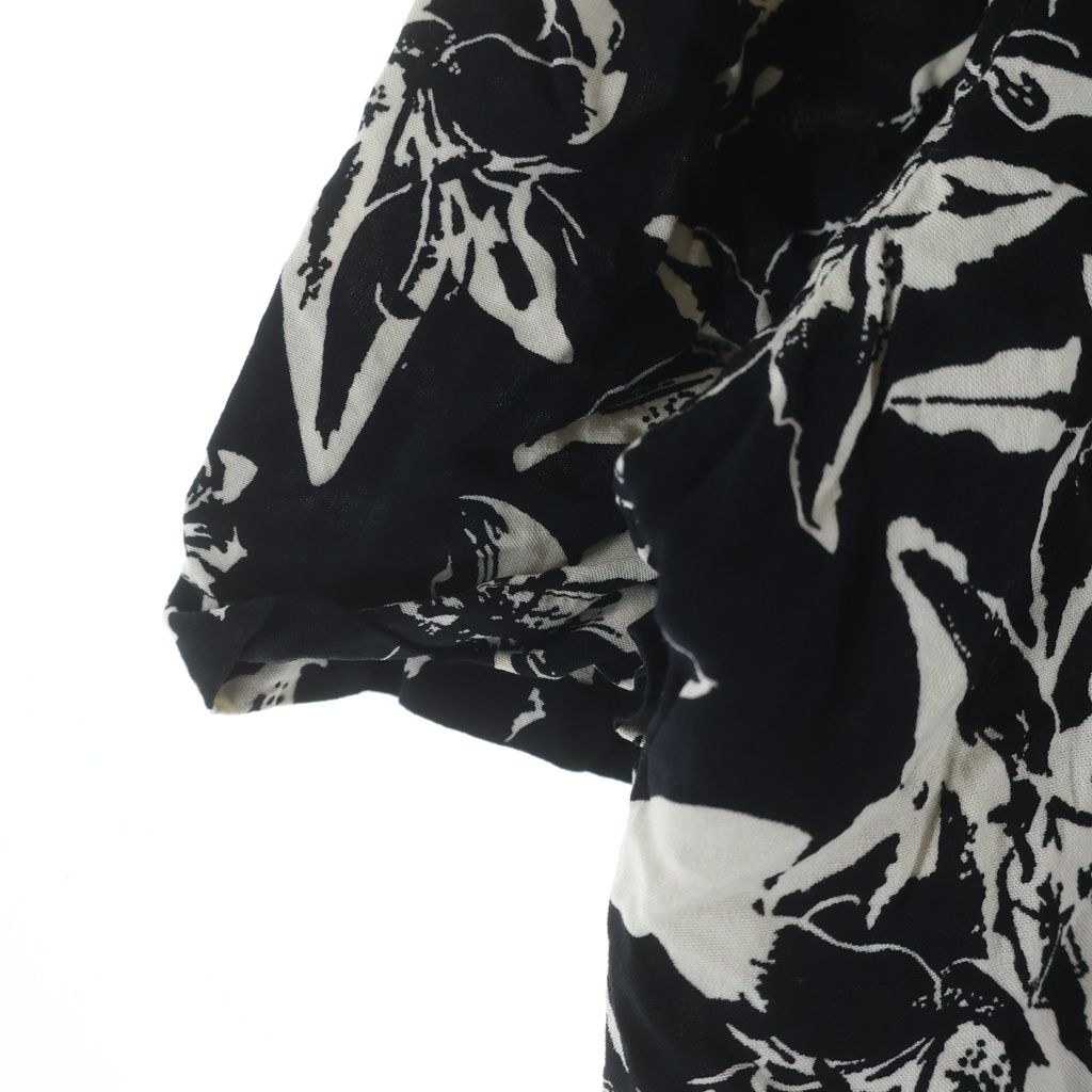 Celine Flower Allover Print Rayon Open Color Hawaiian Short Sleeve Shirt Black — view 6