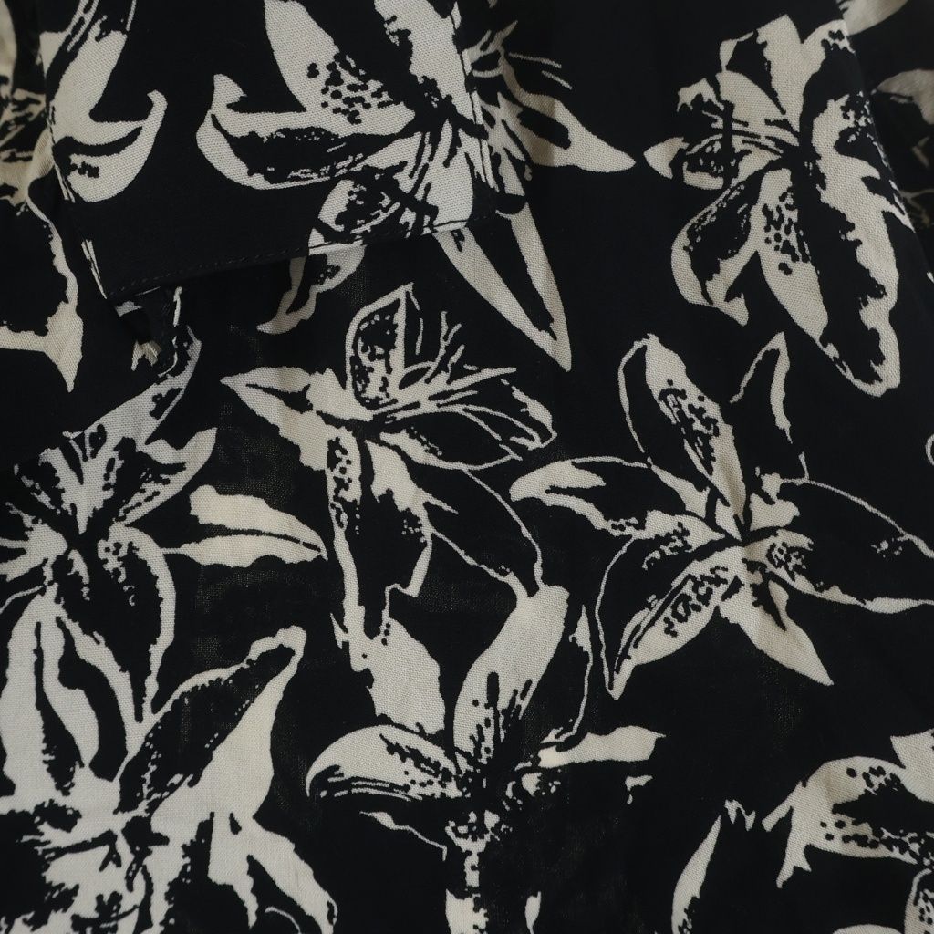 Celine Flower Allover Print Rayon Open Color Hawaiian Short Sleeve Shirt Black — view 5