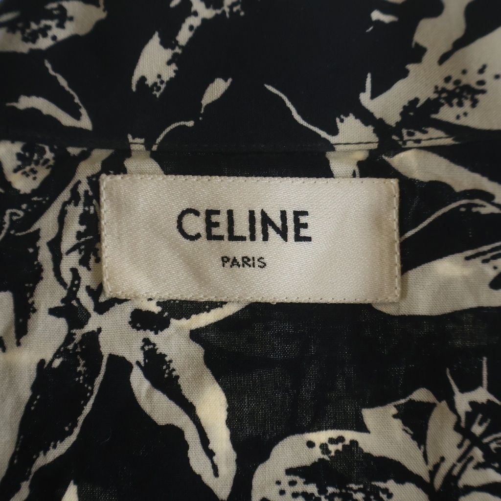 Celine Flower Allover Print Rayon Open Color Hawaiian Short Sleeve Shirt Black — view 7
