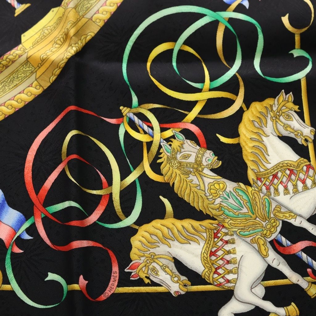Hermes Carre 90 Luna Park Silk Scarf Black — view 2