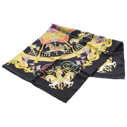 Hermes Carre 90 Luna Park Silk Scarf Black