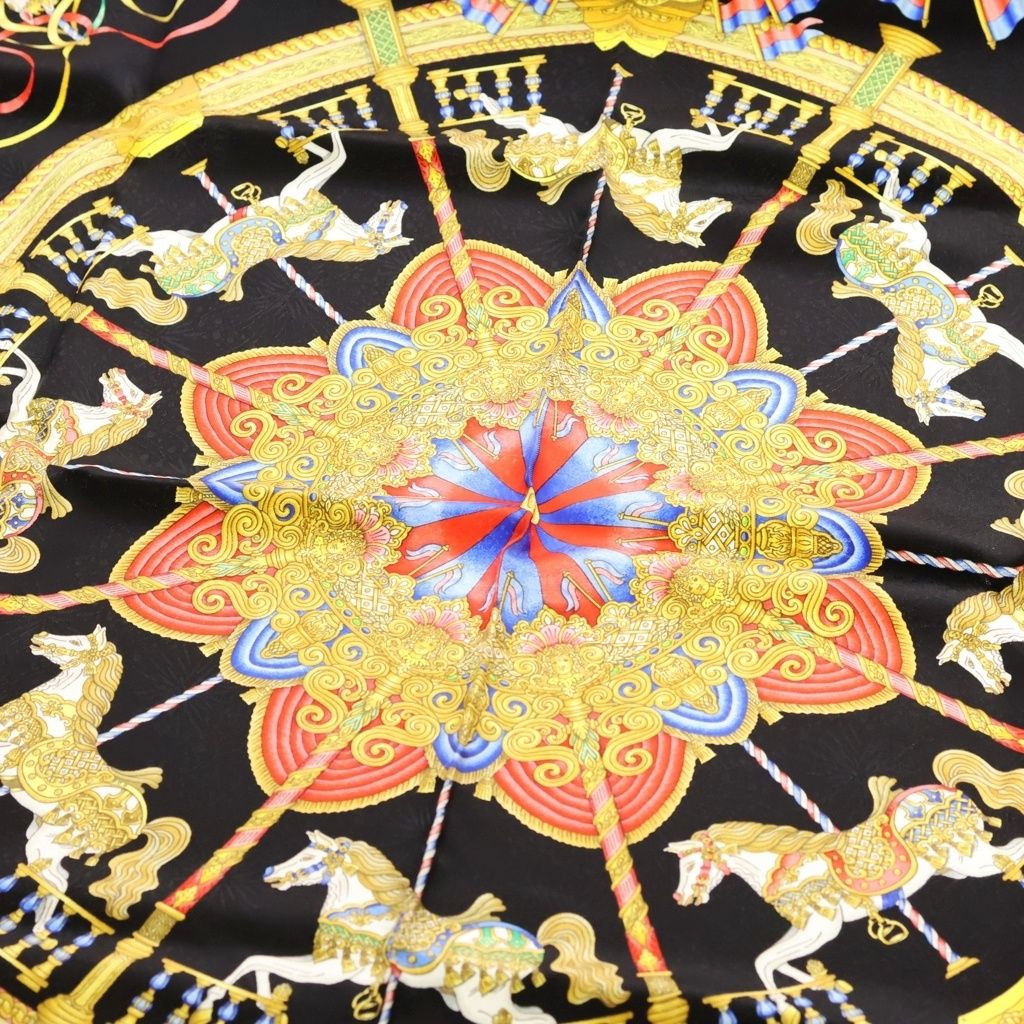 Hermes Carre 90 Luna Park Silk Scarf Black — view 5