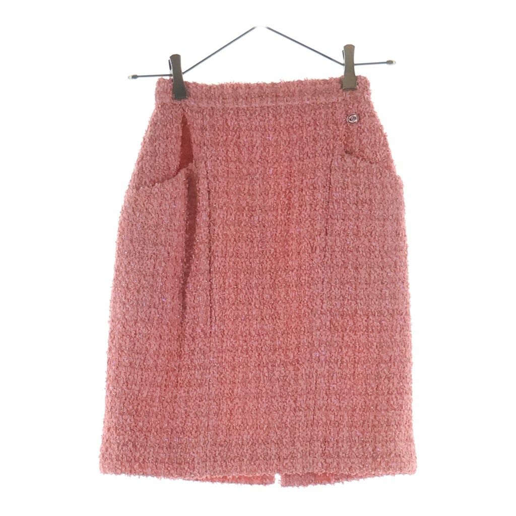 Chanel Tweed Skirt Coral Pink 34