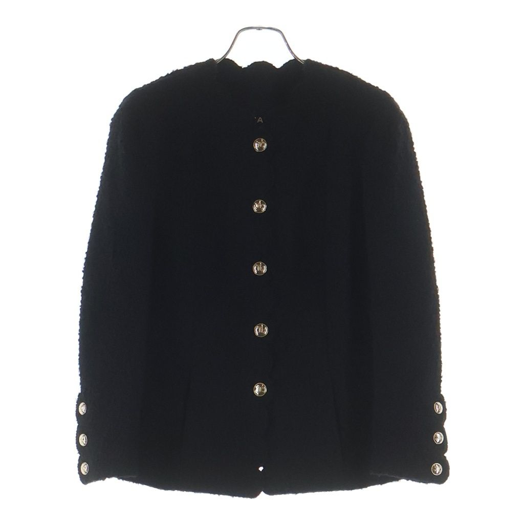 Chanel Coco Button Scalloped Tweed Jacket Black 34