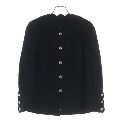 Chanel Coco Button Scalloped Tweed Jacket Black 34