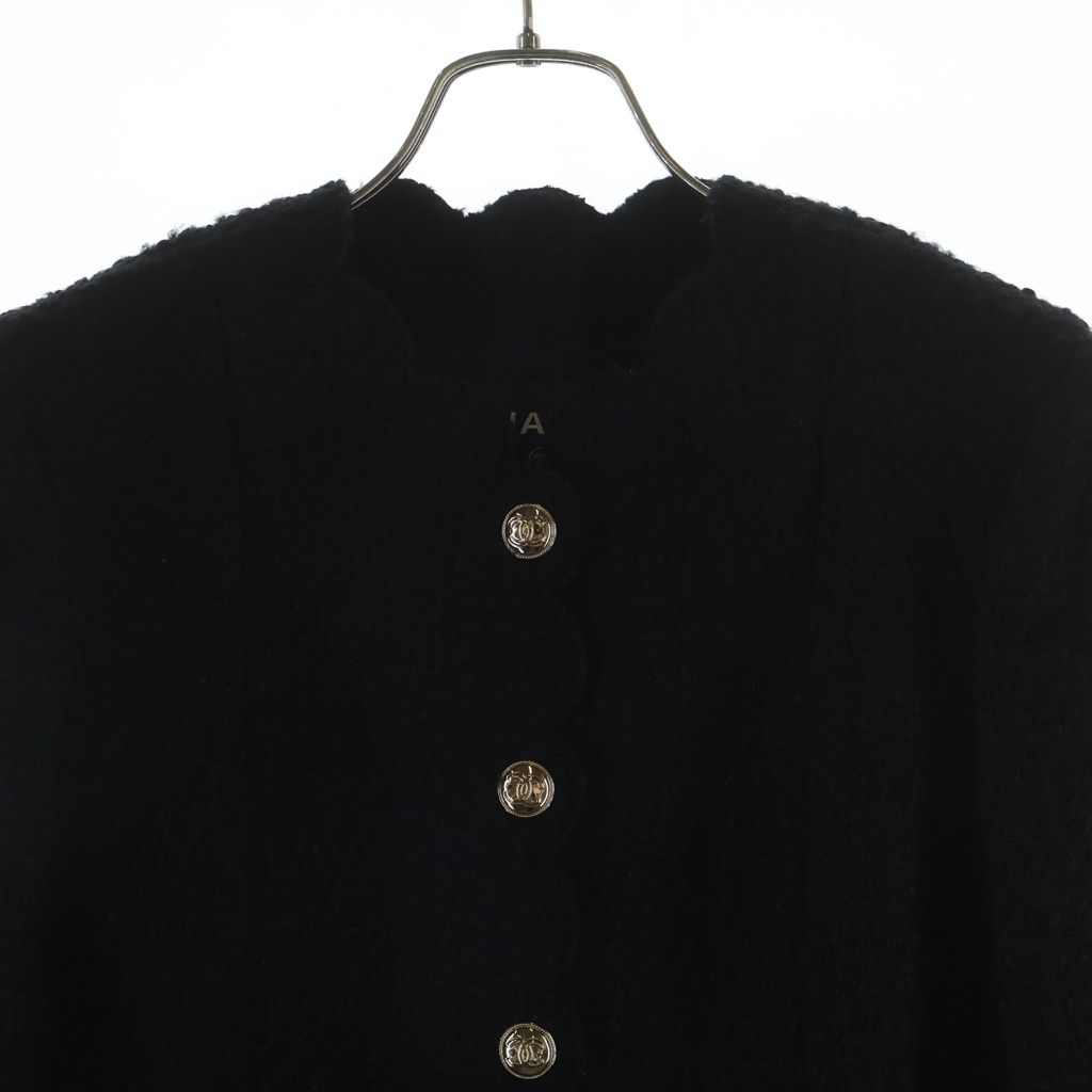 Chanel Coco Button Scalloped Tweed Jacket Black 34 — view 3