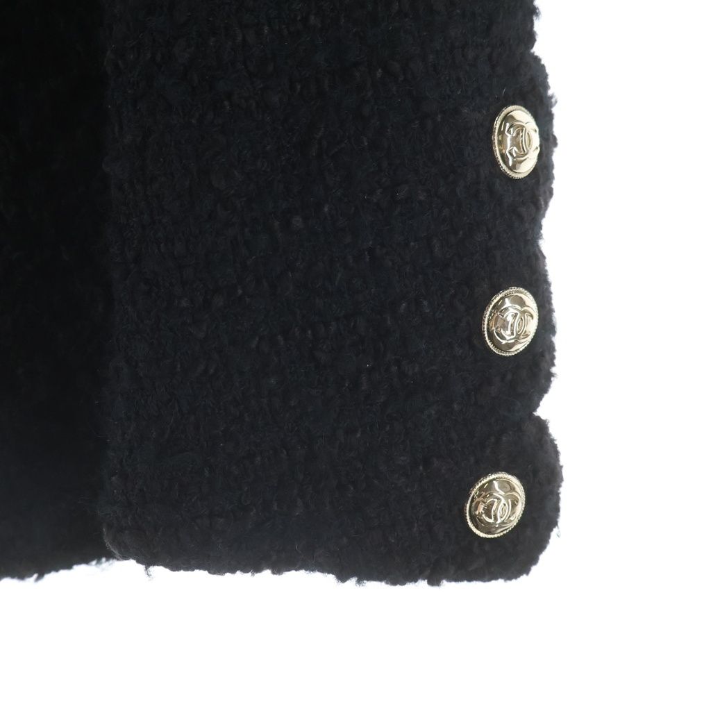 Chanel Coco Button Scalloped Tweed Jacket Black 34 — view 4