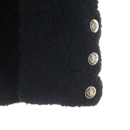 Chanel Coco Button Scalloped Tweed Jacket Black 34 — view 4