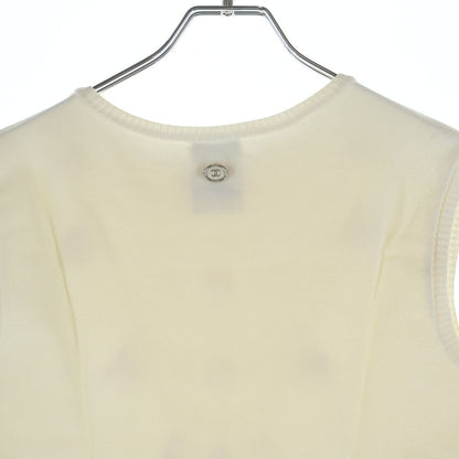 Chanel CC Logo Plate Versailles Ribbon Embroidery Decoration Sleeveless Knit — view 4