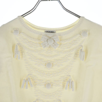 Chanel CC Logo Plate Versailles Ribbon Embroidery Decoration Sleeveless Knit — view 3