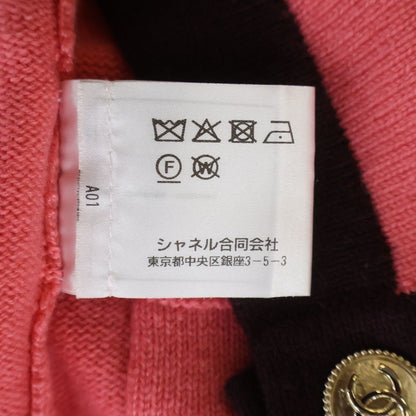 Chanel Coco Button Cardigan Coral Pink Purple — view 8