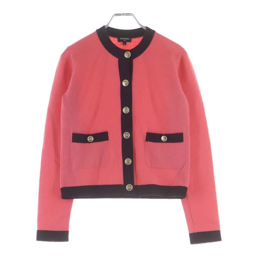 Chanel Coco Button Cardigan Coral Pink Purple