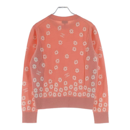 Chanel CC Logo Cashmere Knit Pullover Sweater Daisy Coral Pink White 34 — view 2