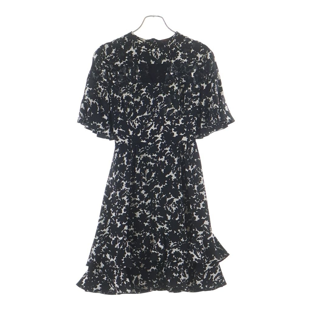 Louis Vuitton Flower Print Back Zip Front Lace Knee Length Short Sleeve Dress
