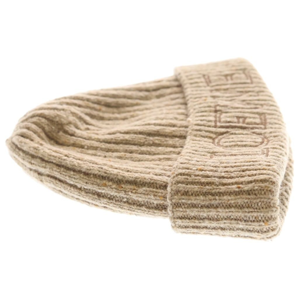 Loewe Knit Beanie Logo Embroidery Hat Beige — view 4