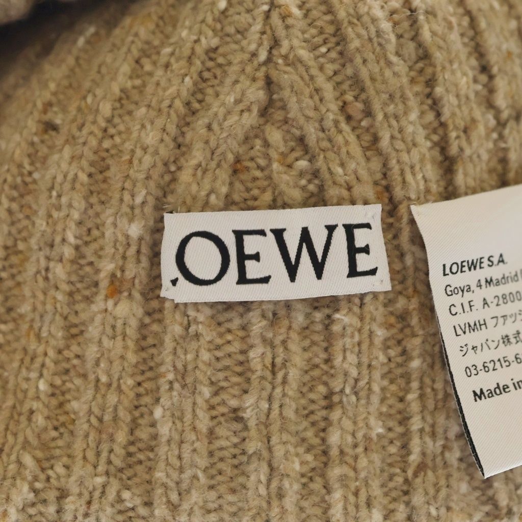 Loewe Knit Beanie Logo Embroidery Hat Beige — view 7