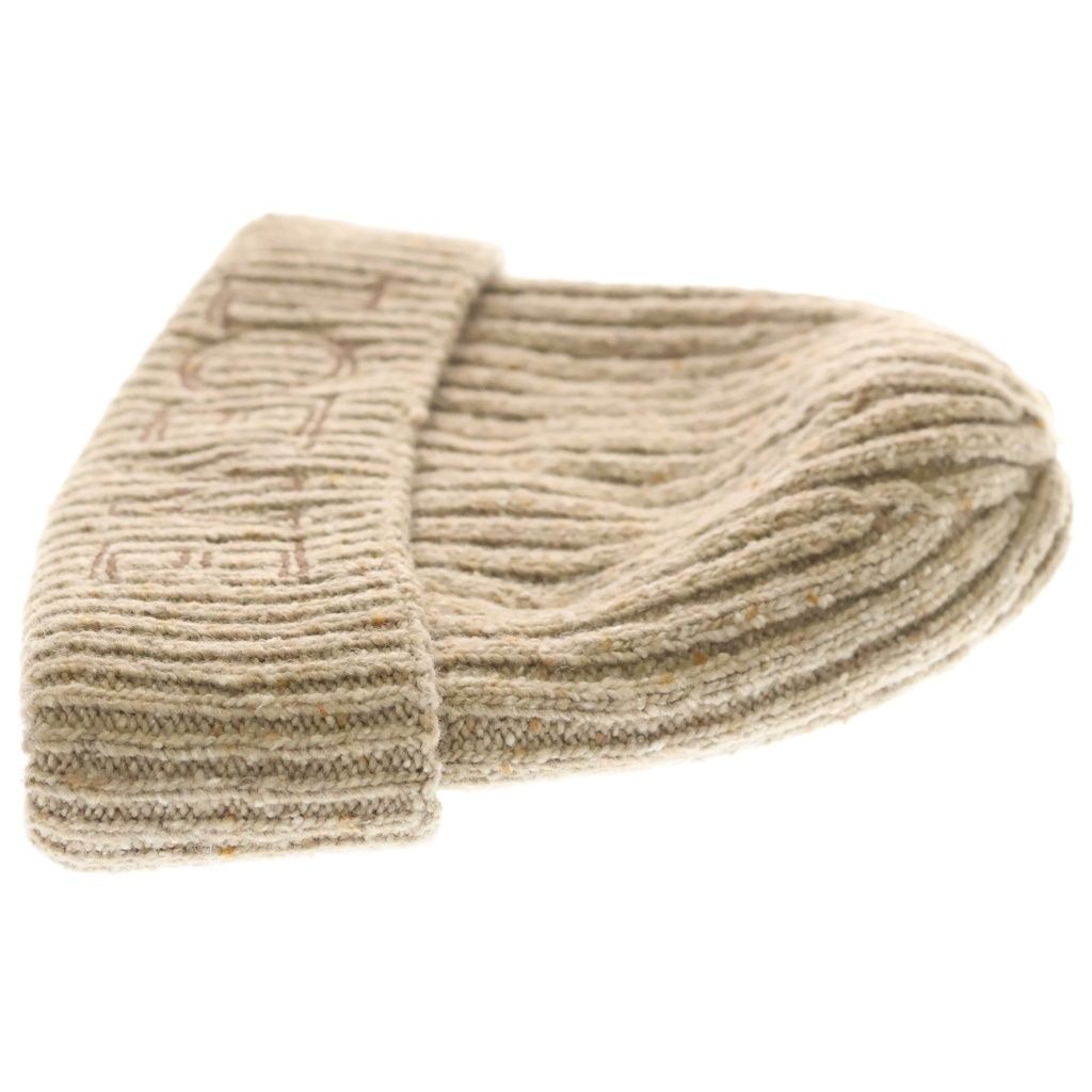 Loewe Knit Beanie Logo Embroidery Hat Beige — view 3