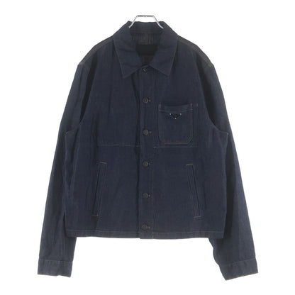 Prada Triangle Logo Denim Long Sleeve Shirt Indigo