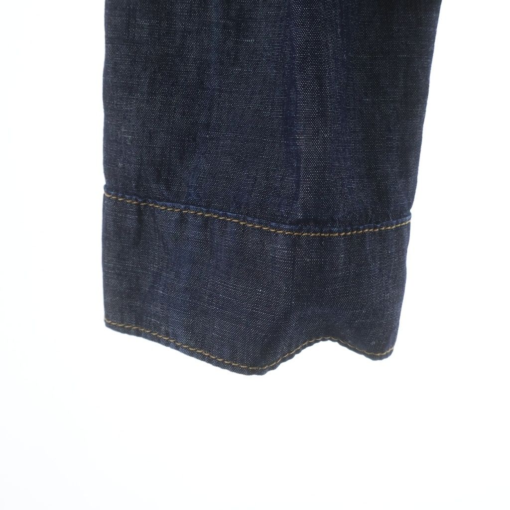 Prada Triangle Logo Denim Long Sleeve Shirt Indigo — view 5