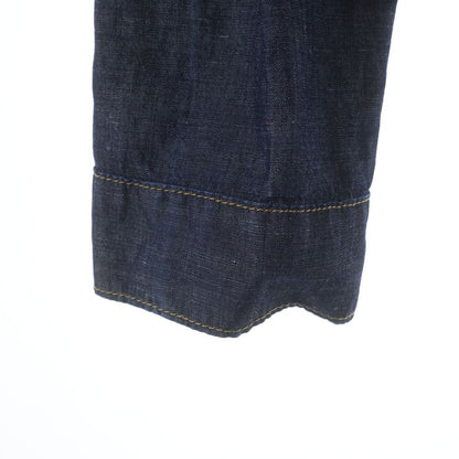 Prada Triangle Logo Denim Long Sleeve Shirt Indigo — view 5