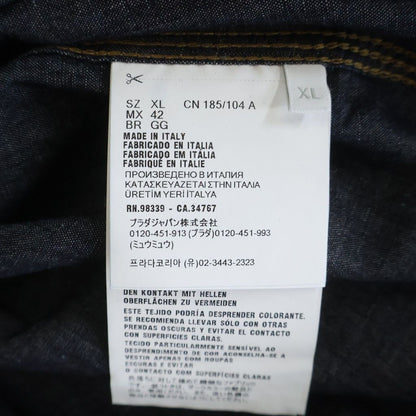 Prada Triangle Logo Denim Long Sleeve Shirt Indigo — view 8