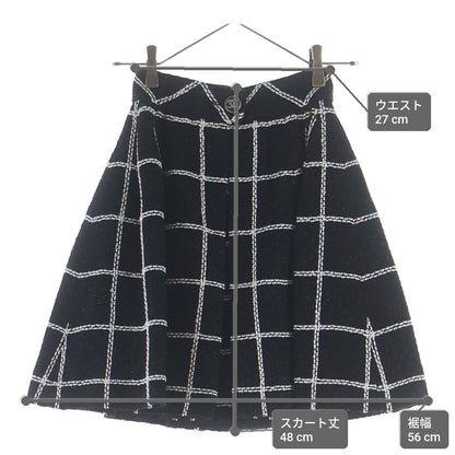 Chanel Coco Button Tweed Check Pleats Skirt Black 34 — view 9
