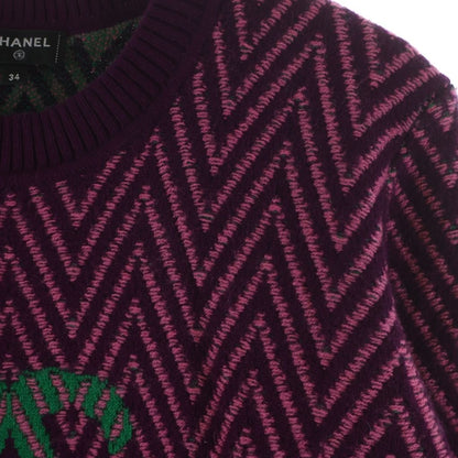 Chanel CC Logo Henry Bone Pattern Long Dress Purple Pink — view 4