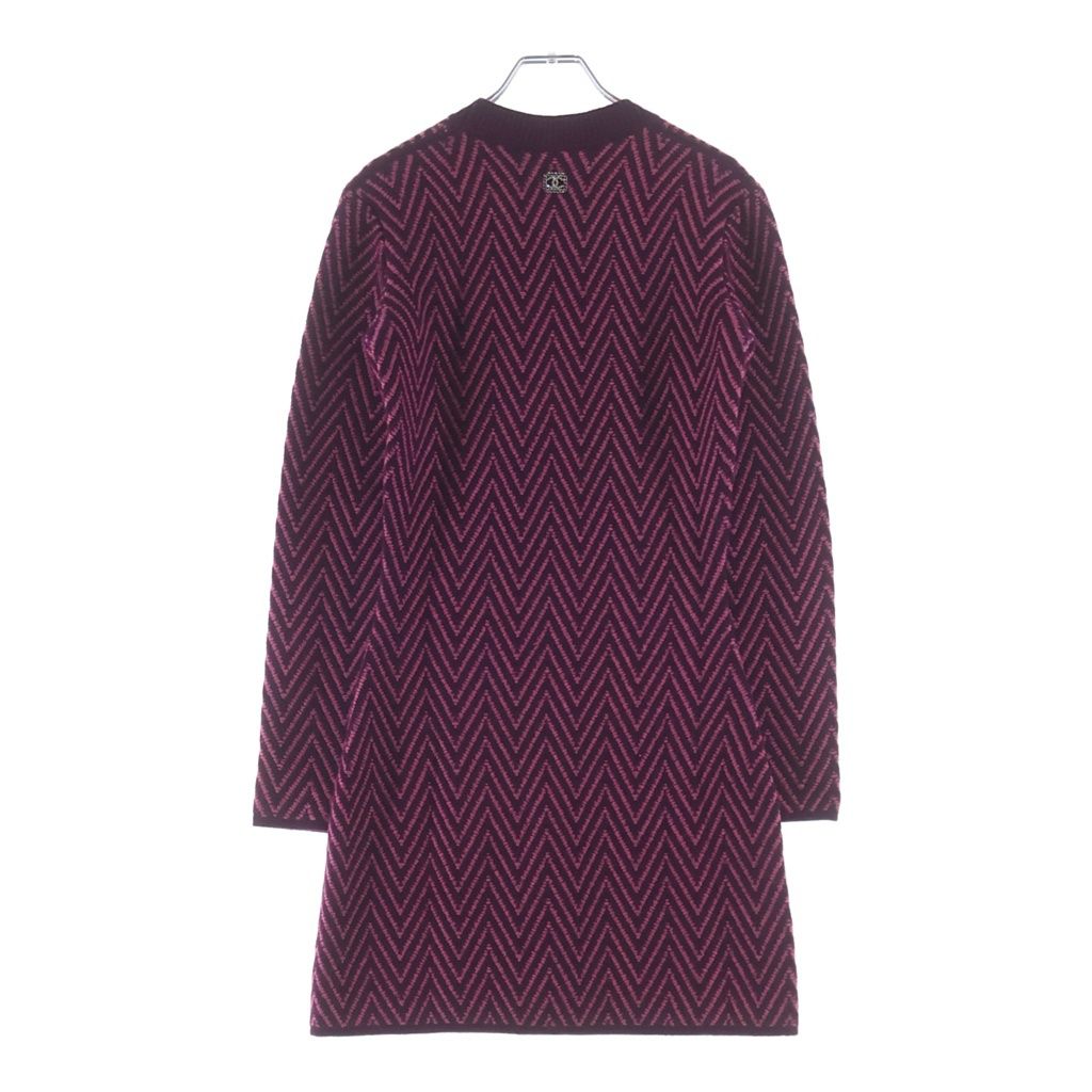 Chanel CC Logo Henry Bone Pattern Long Dress Purple Pink — view 2