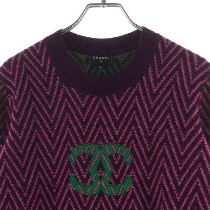 Chanel CC Logo Henry Bone Pattern Long Dress Purple Pink — view 3