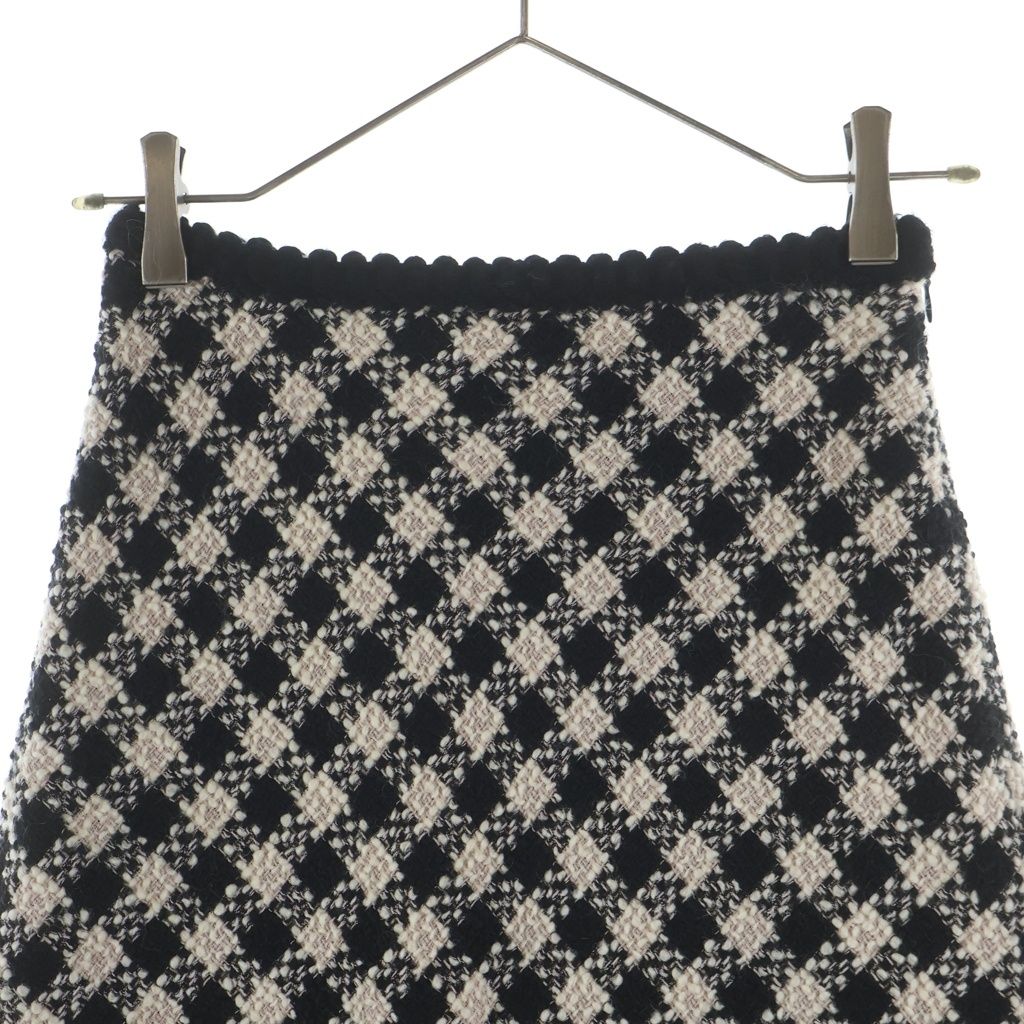 Miu Miu Check Allover Tweed Skirt Black Beige — view 3