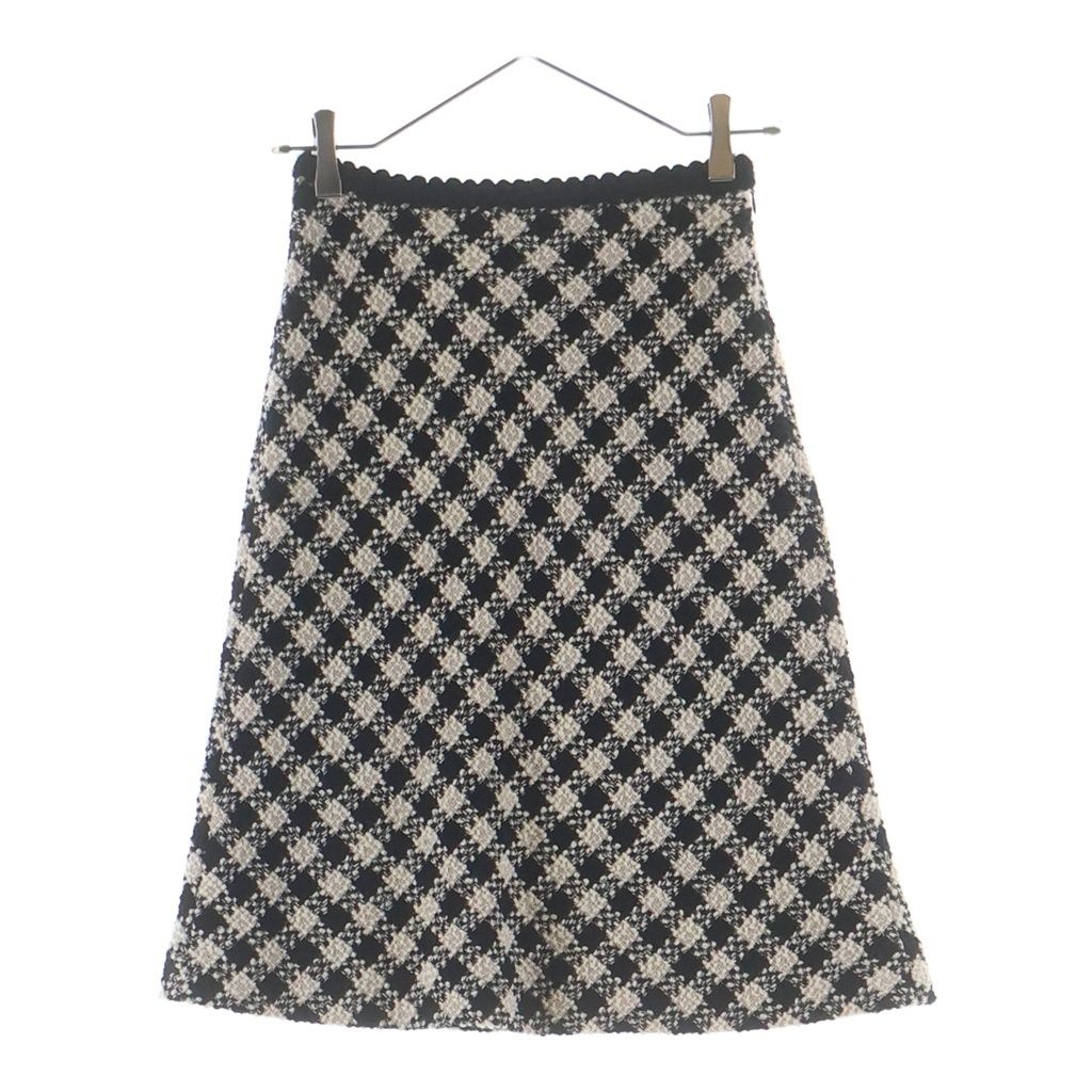 Miu Miu Check Allover Tweed Skirt Black Beige