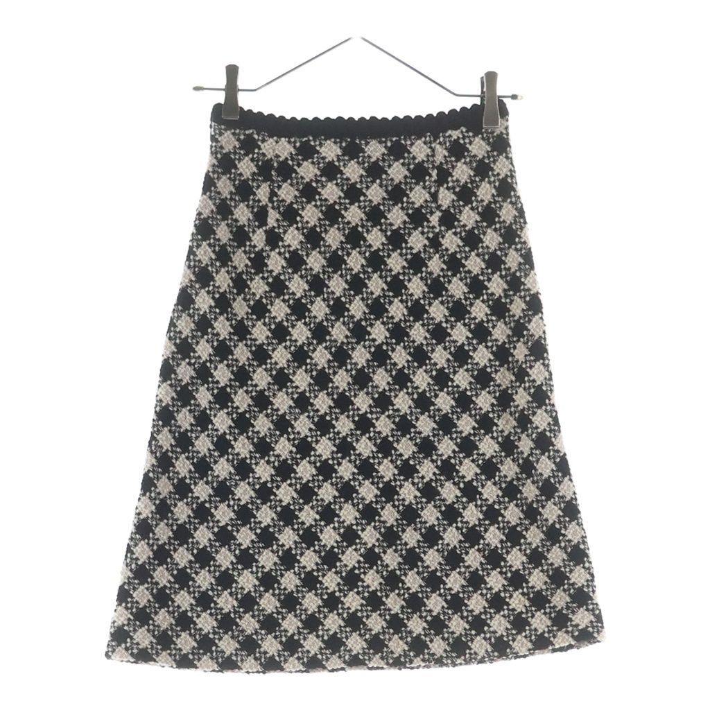 Miu Miu Check Allover Tweed Skirt Black Beige — view 2