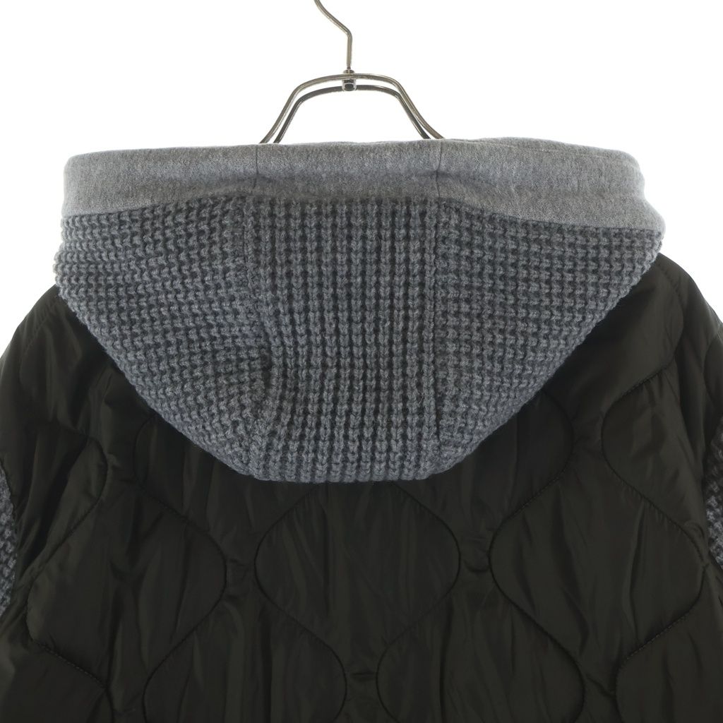 Moncler Waffle Down Jacket Cut Replacement Hoodie Gray Khaki — view 4