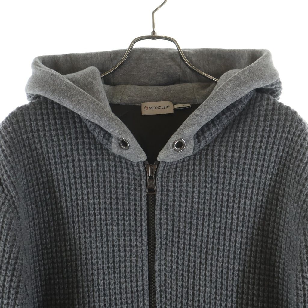 Moncler Waffle Down Jacket Cut Replacement Hoodie Gray Khaki — view 3