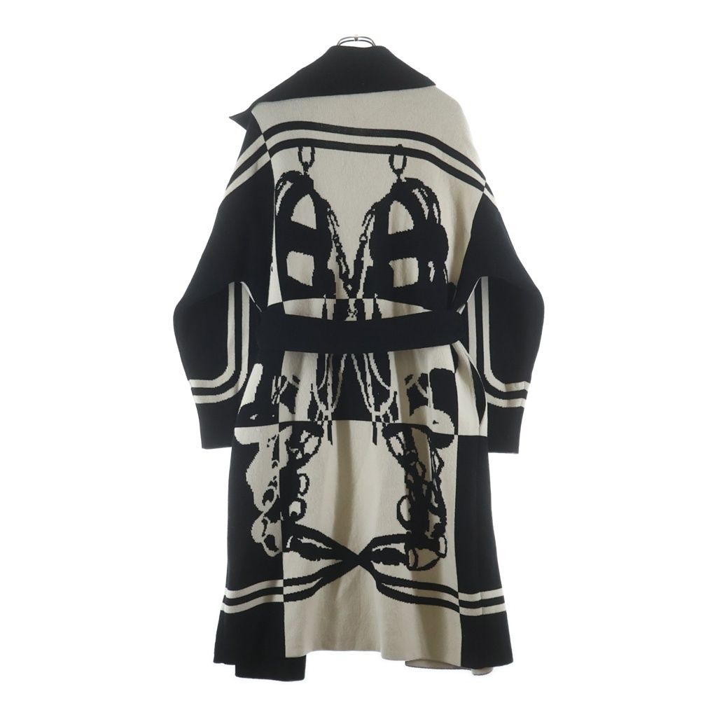 Hermes Brides de Gala Long Coat Cashmere Knit Gown Black White — view 2