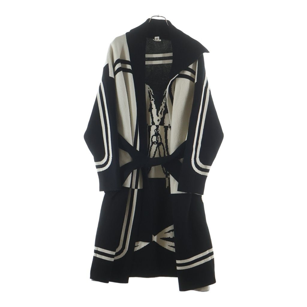 Hermes Brides de Gala Long Coat Cashmere Knit Gown Black White