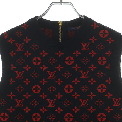 Louis Vuitton Monogram Contrast Knit Sleeveless Dress Black Red Xzs — view 3