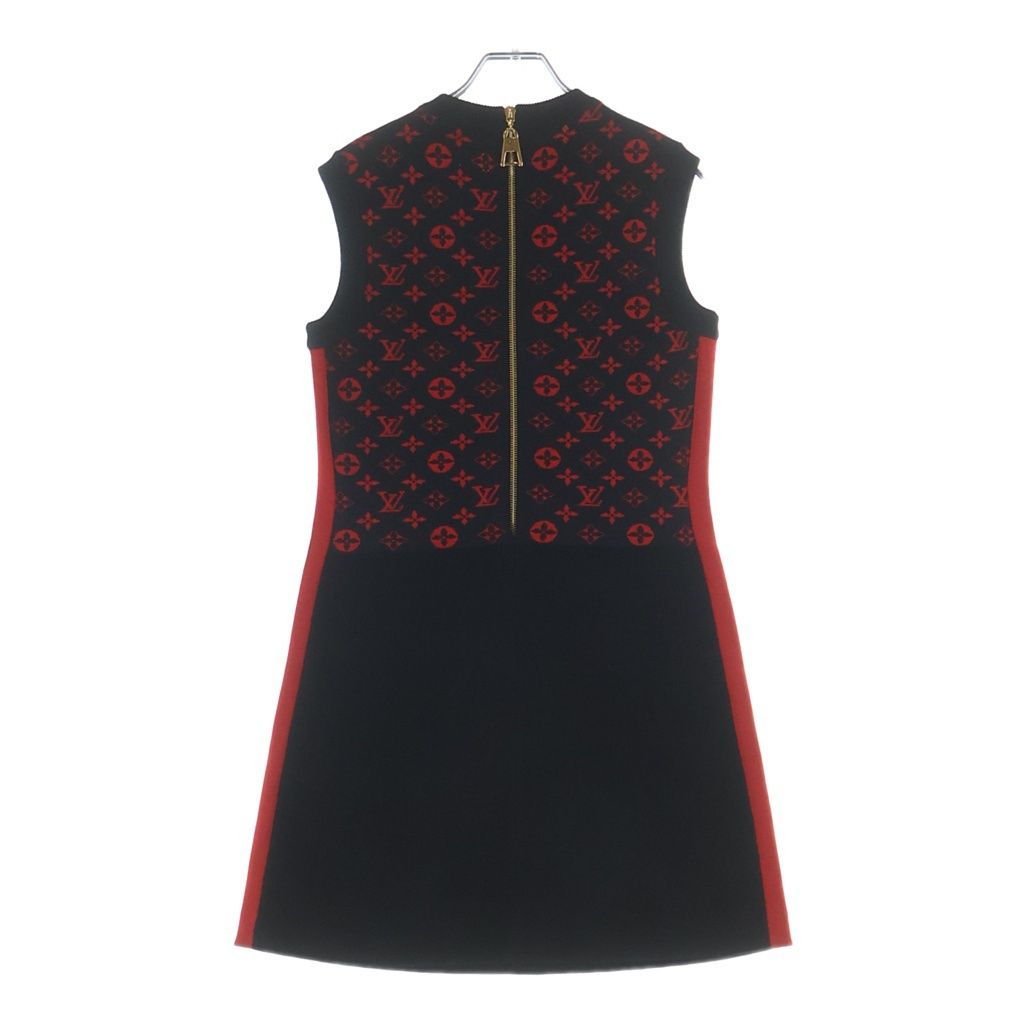 Louis Vuitton Monogram Contrast Knit Sleeveless Dress Black Red Xzs — view 2