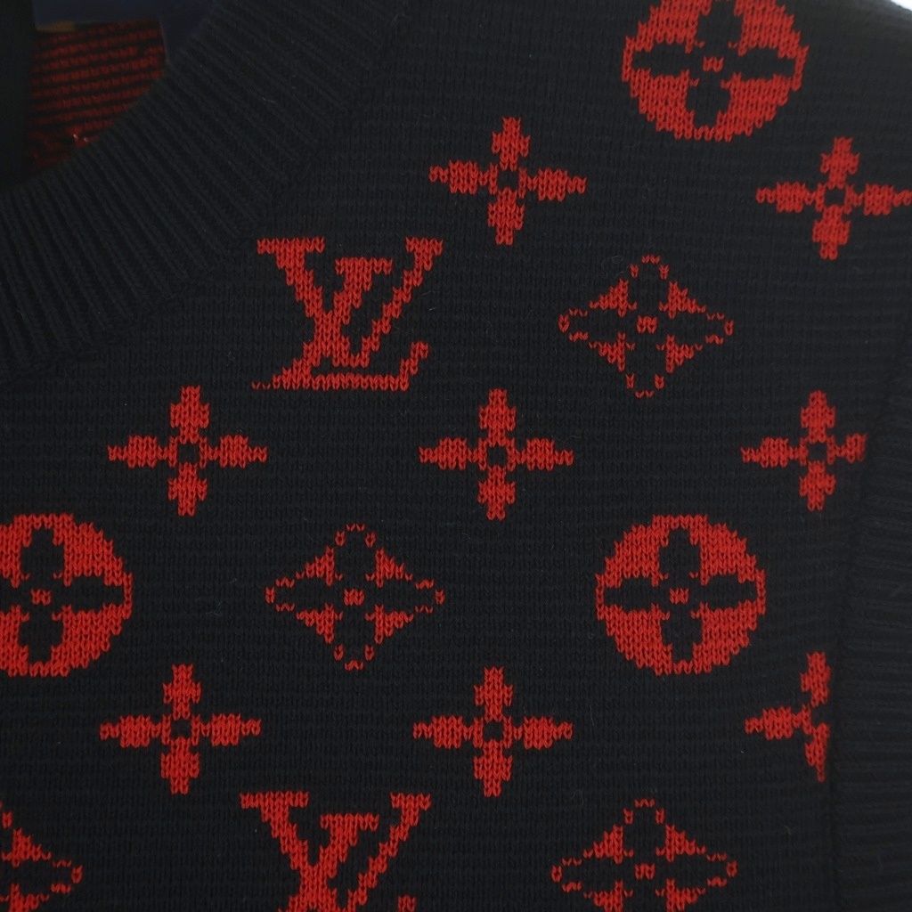 Louis Vuitton Monogram Contrast Knit Sleeveless Dress Black Red Xzs — view 4