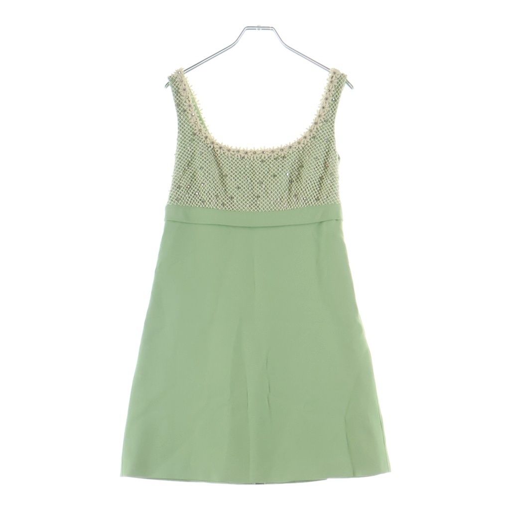 Miu Miu Pearl Mesh Cut Replacement Sleeveless Dress Light Green
