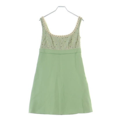 Miu Miu Pearl Mesh Cut Replacement Sleeveless Dress Light Green