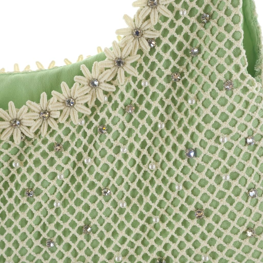 Miu Miu Pearl Mesh Cut Replacement Sleeveless Dress Light Green — view 4