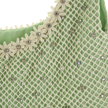 Miu Miu Pearl Mesh Cut Replacement Sleeveless Dress Light Green — view 4
