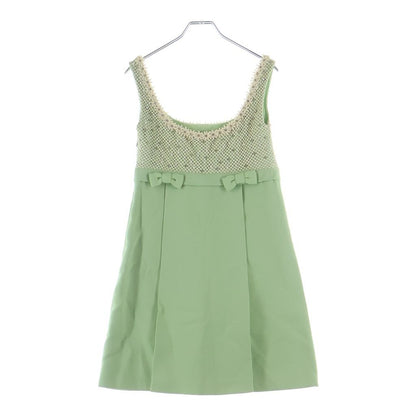 Miu Miu Pearl Mesh Cut Replacement Sleeveless Dress Light Green — view 2